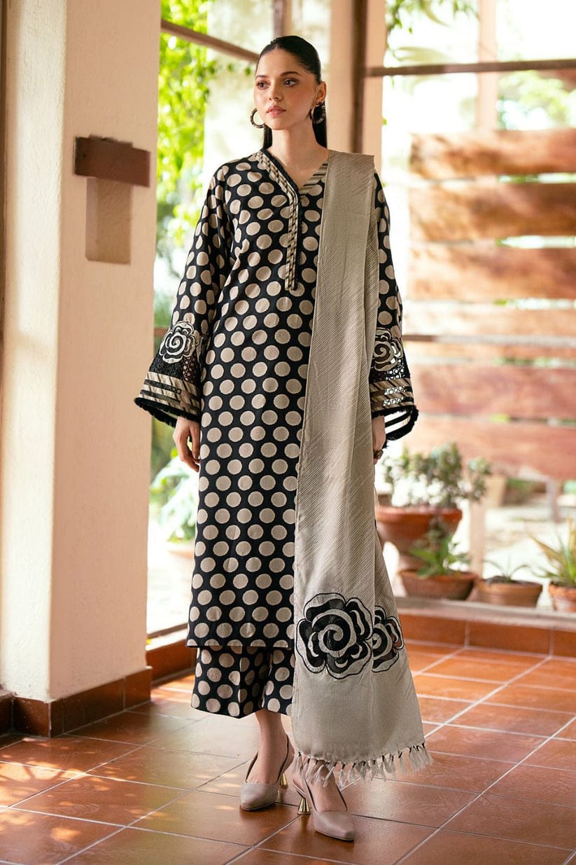 Baroque Skin Dot Pure Lawn Printed Dress - No:SC-1253 - Shiss collection 