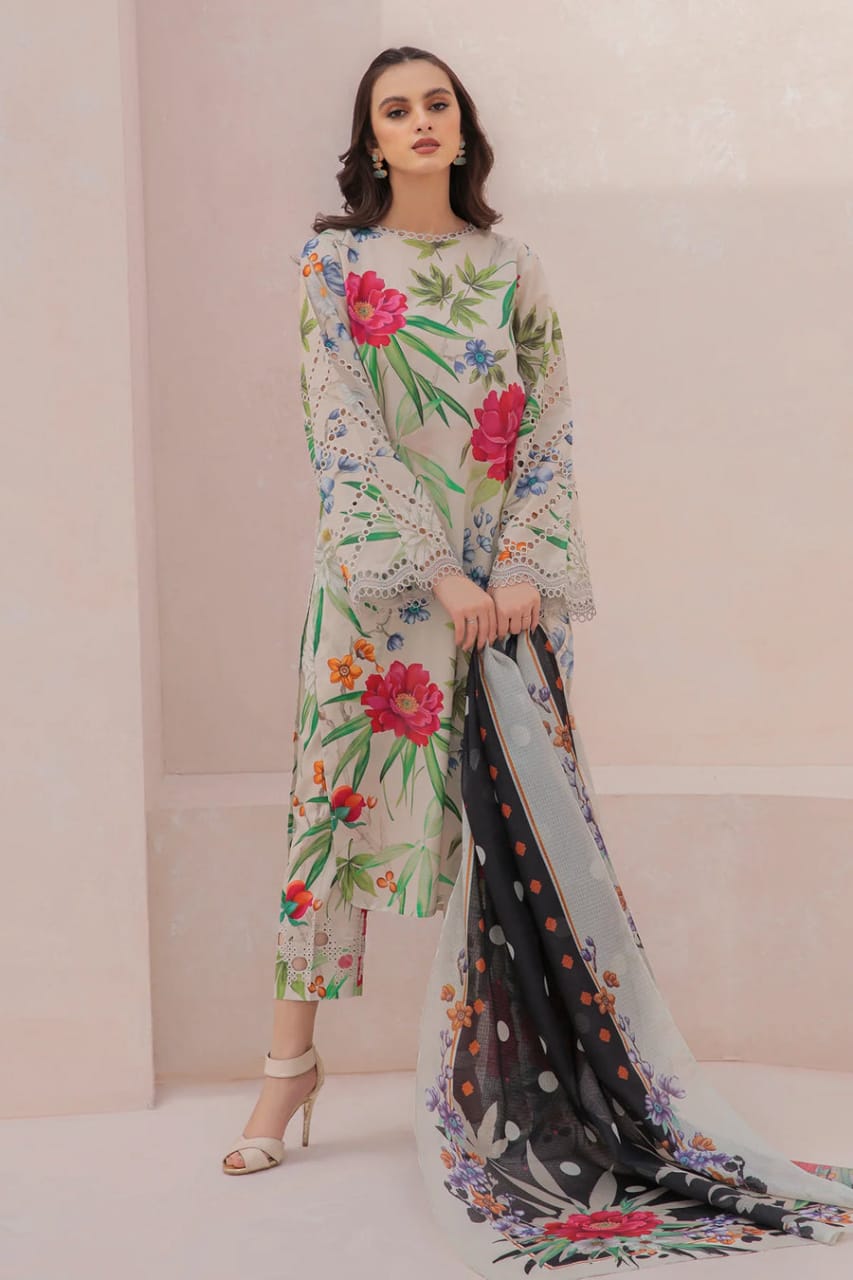 Baroque Skin Pure Lawn Embroidery Dress - No:SC 1057 - Shiss collection