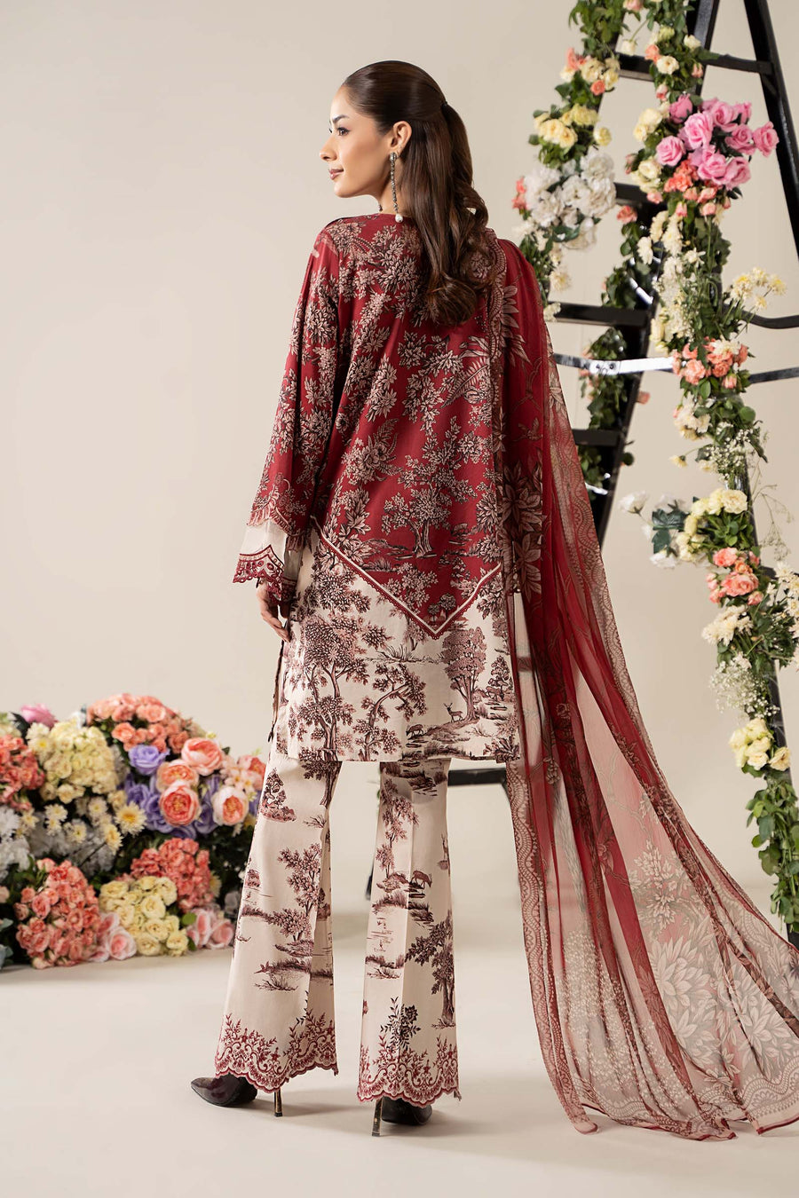 Maria B 2608-A Maroon New Arrival Lawn Emb 3pc Unstitched SC-1308