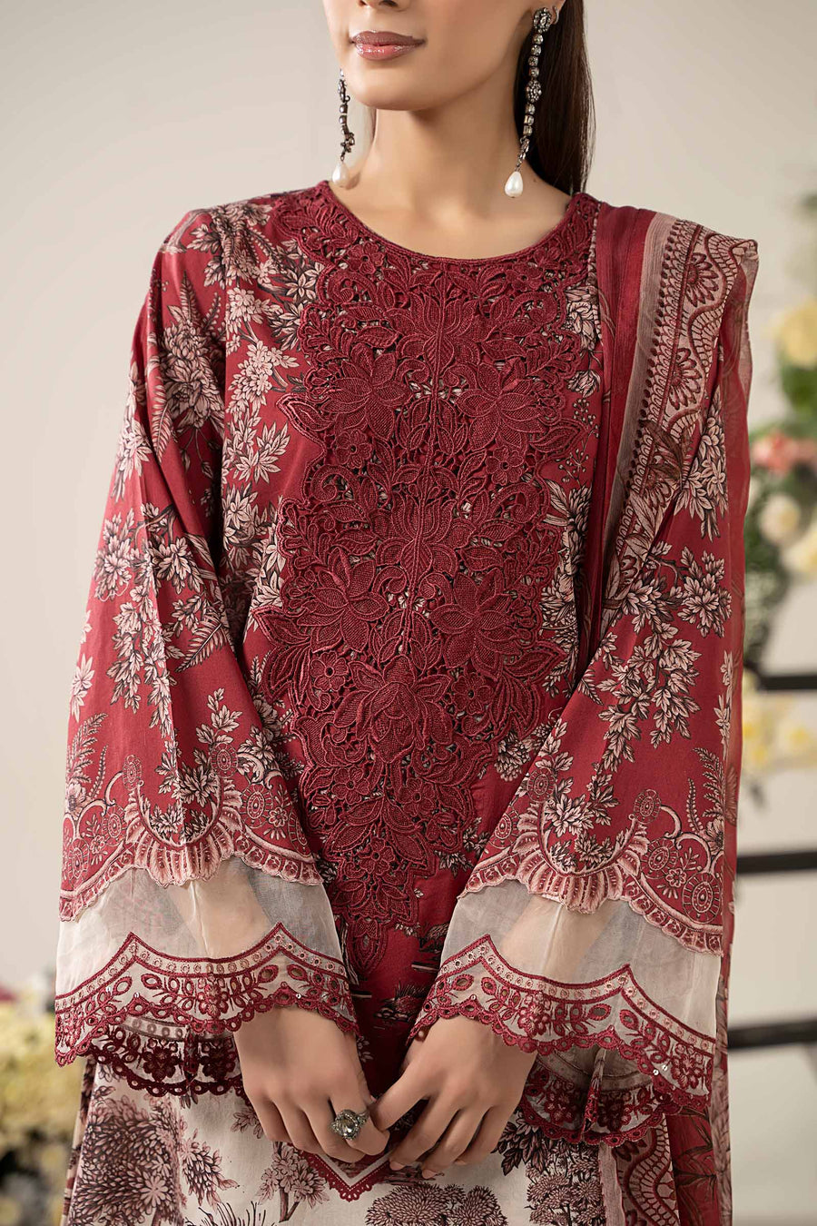 Maria B 2608-A Maroon New Arrival Lawn Emb 3pc Unstitched SC-1308