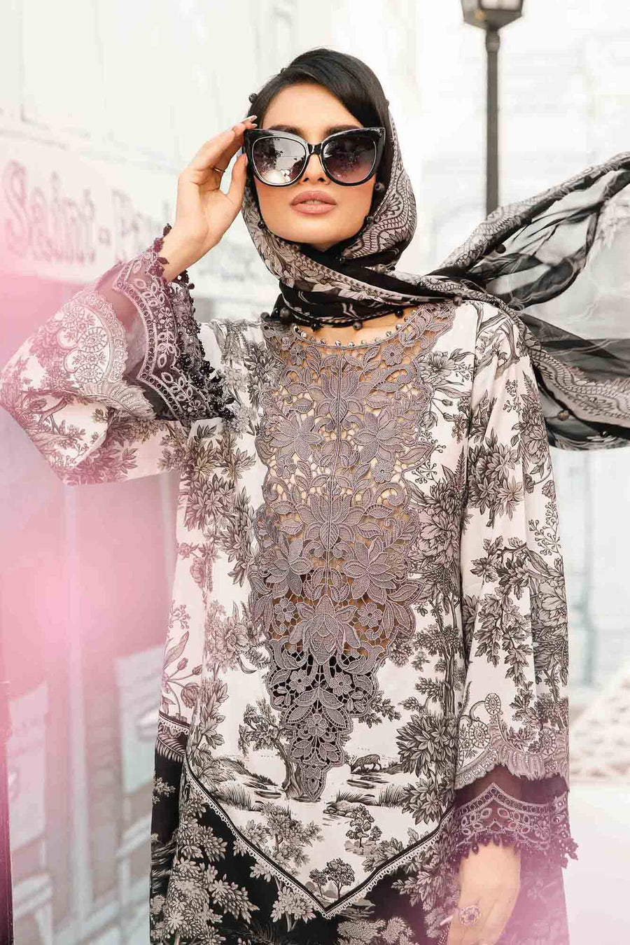 Maria B 2608-B Black New Arrival Lawn Emb 3pc Unstitched SC-1307