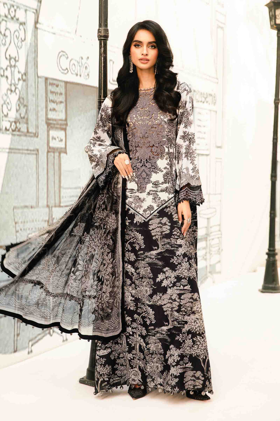 Maria B 2608-B Black New Arrival Lawn Emb 3pc Unstitched SC-1307