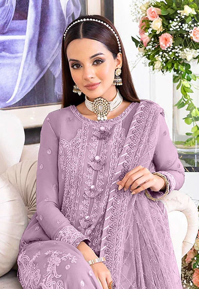 Asim Jofa Jhilmil Purple Chiffon Emb New Arrival 3PC Unstitched