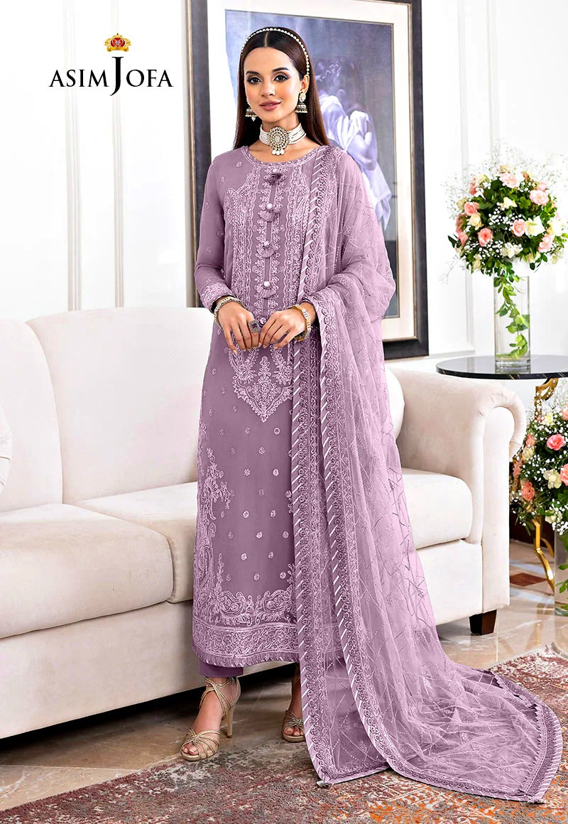 Asim Jofa Jhilmil Purple Chiffon Emb New Arrival 3PC Unstitched