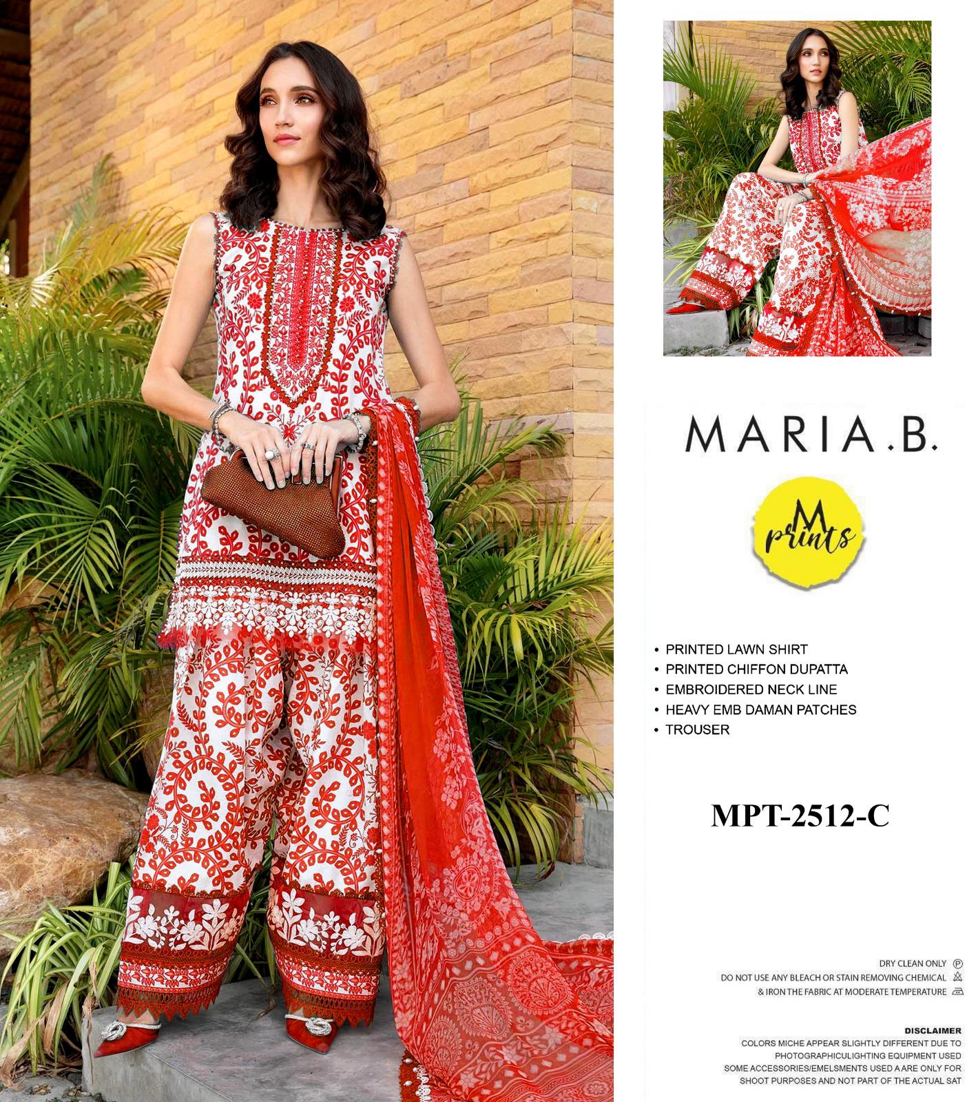 Maria b Pink White New Arrival 3pc Unstitched SC-1299