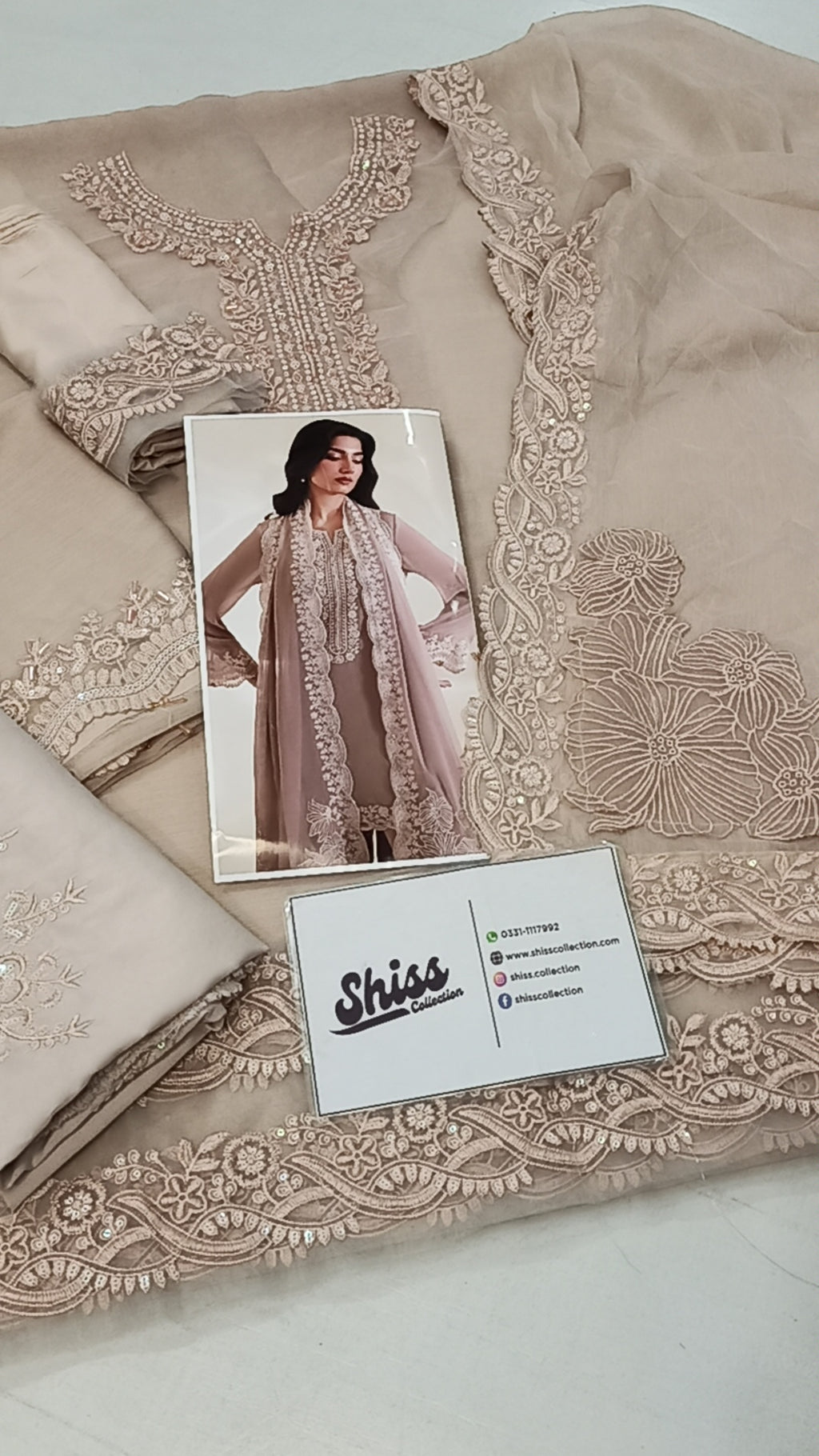Iznik Beige Exclusive Formal Chiffon Embroidery 3pc Unstitched