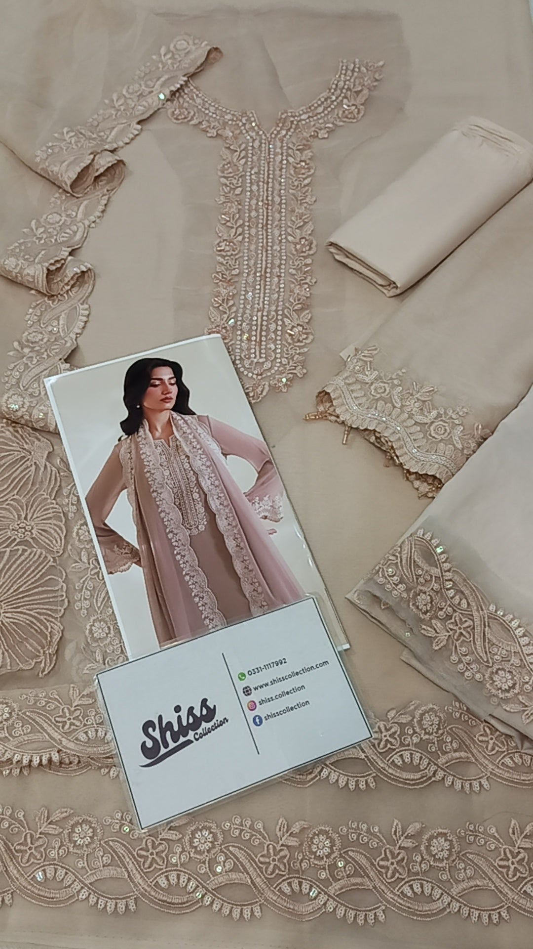 Iznik Beige Exclusive Formal Chiffon Embroidery 3pc Unstitched