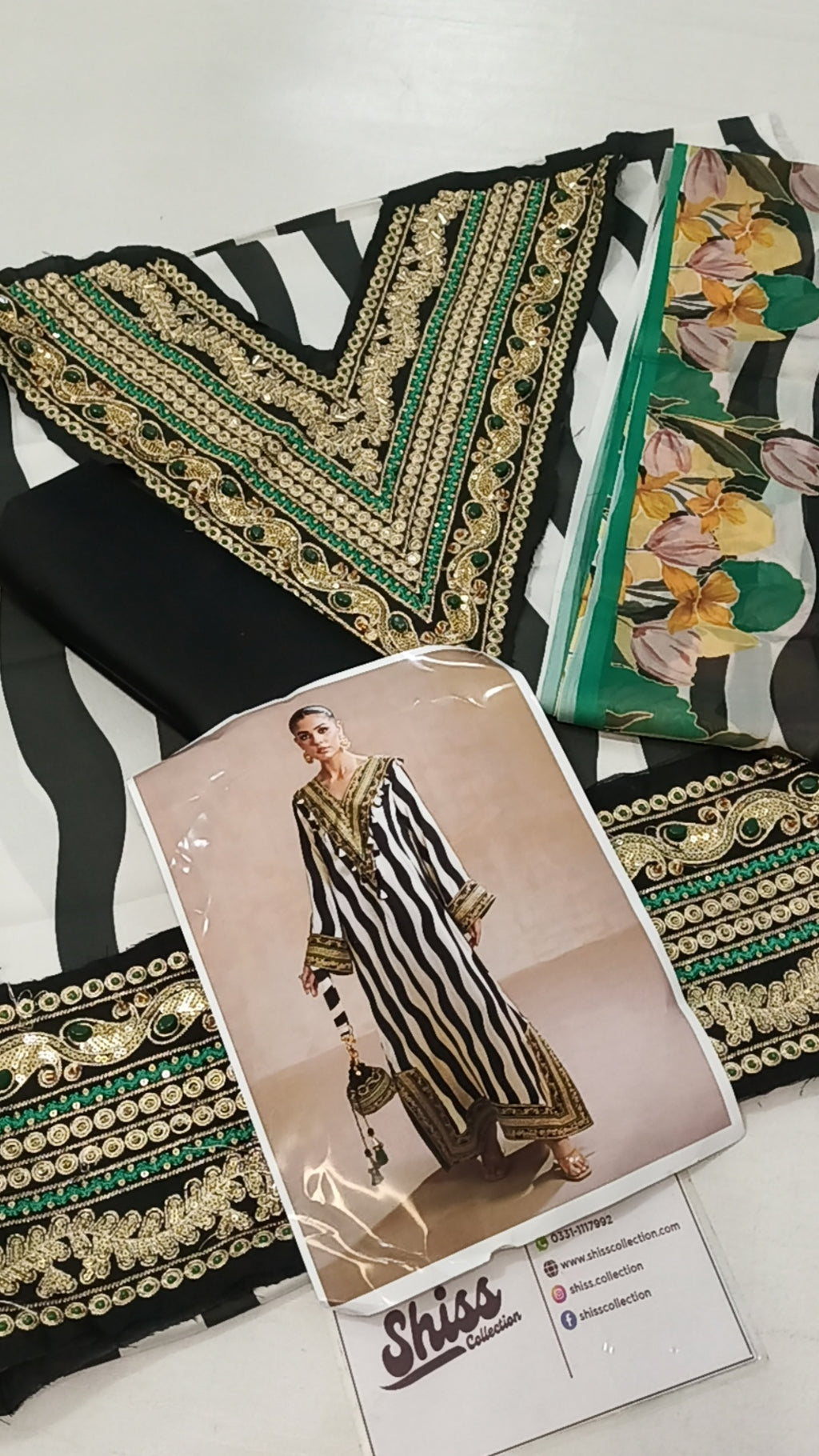 Amara & Sara Luxury Silk Embroidered 3piece Unstitched