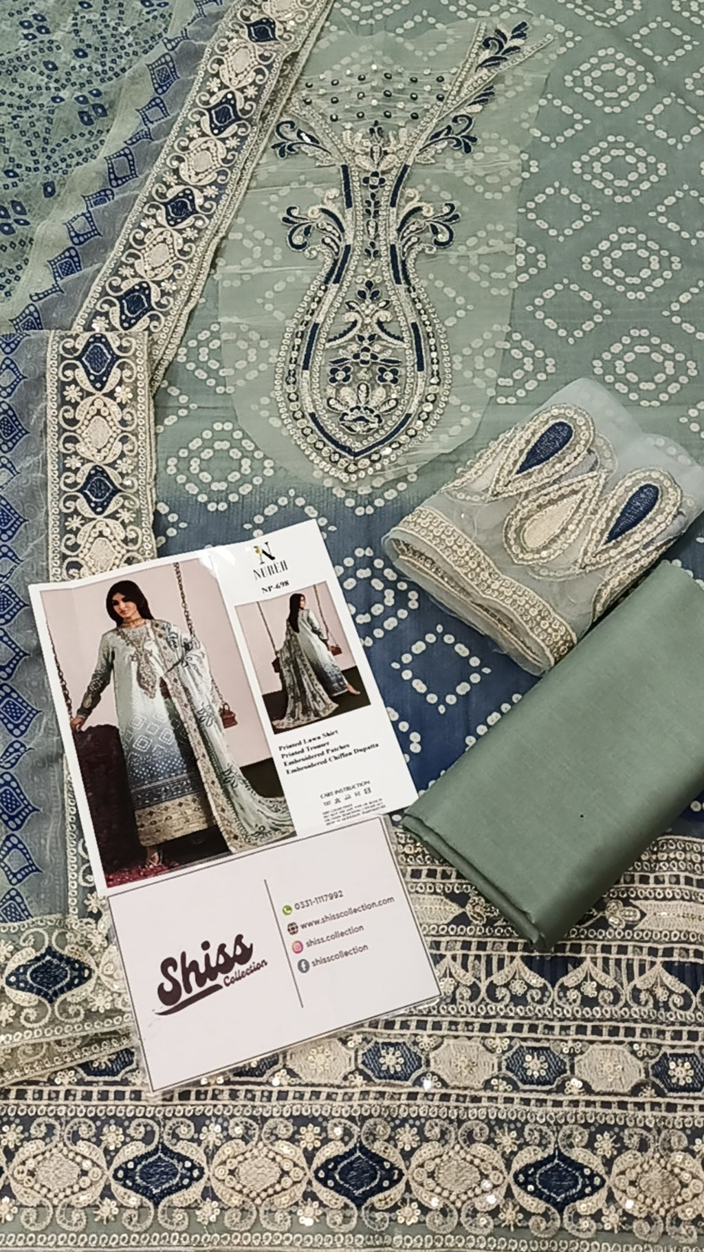 Nureh Blue Chundri Print Latest Lawn Embroidery 3piece Unstitched
