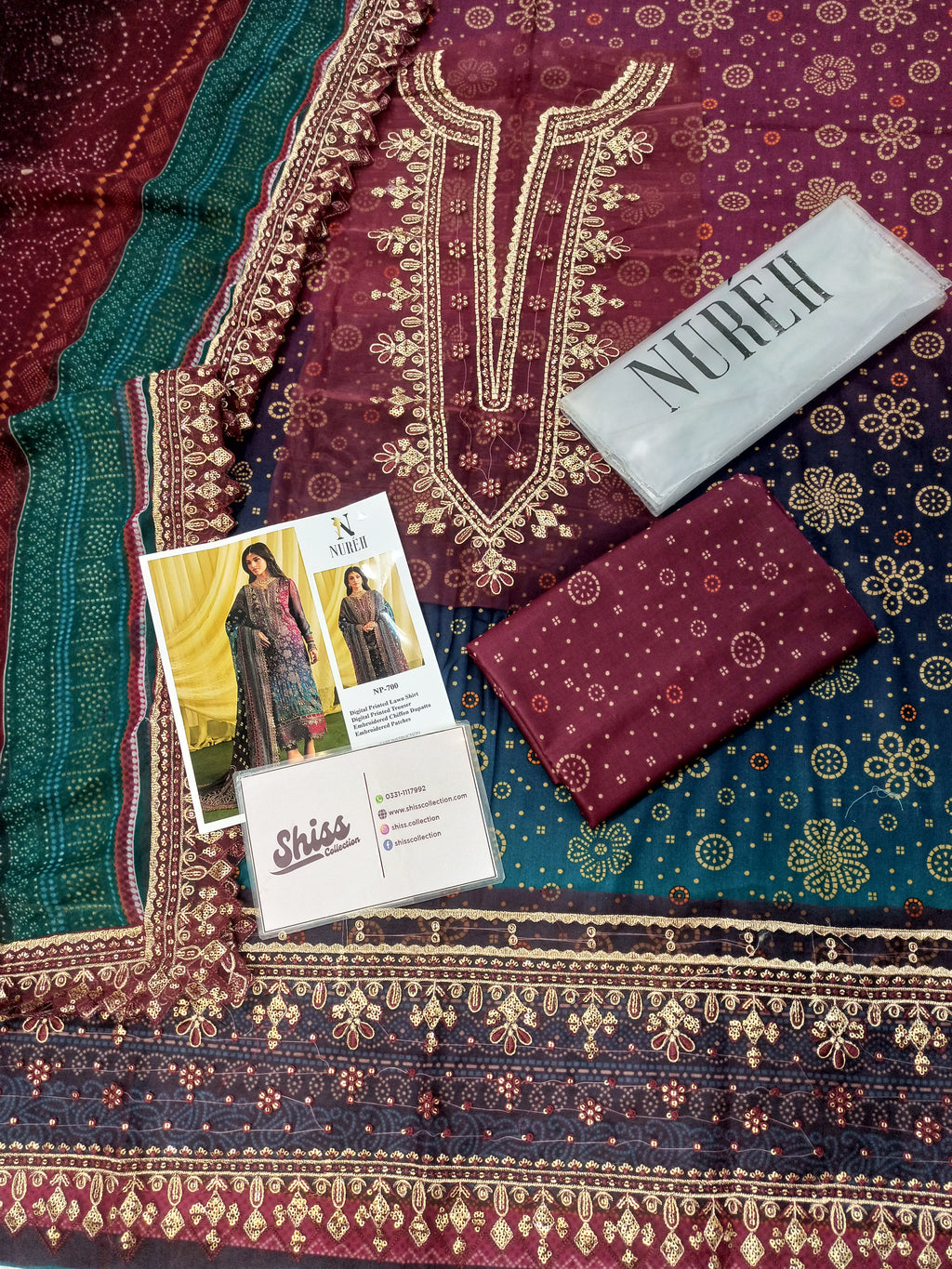 Nureh Multi Print Chundri Latest Lawn Embroidery 3piece Unstitched