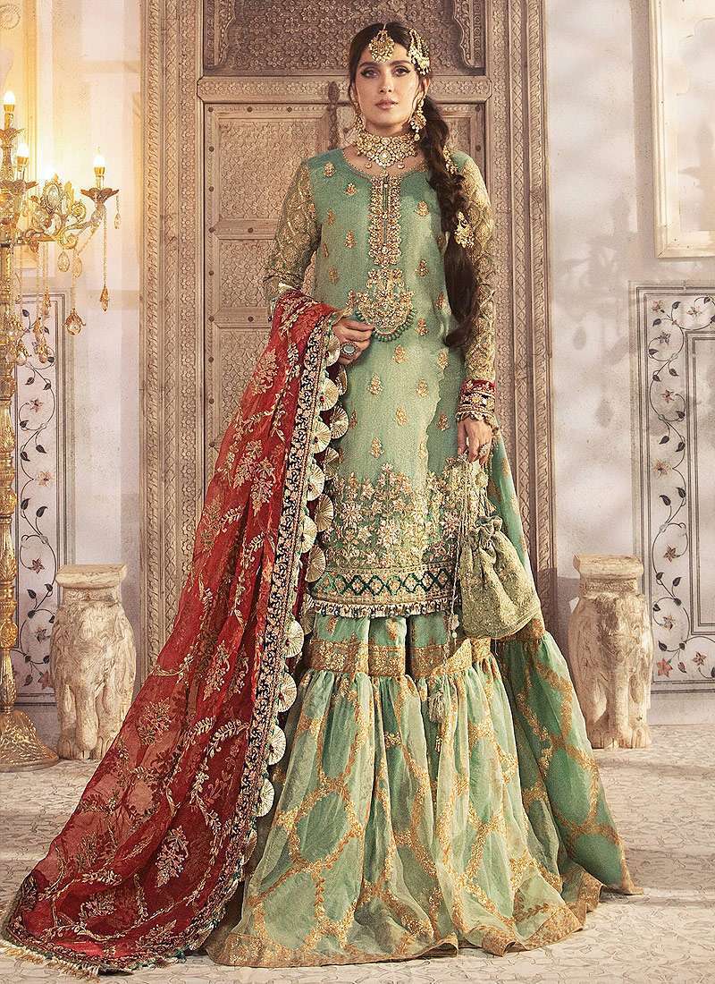 MARIA B WEDDING COLLECTION GREEN GHARARA SC 1195