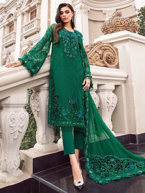 M.B GREEN CHIFFON EMBROIDERY COLLECTION 4PC SC 1113