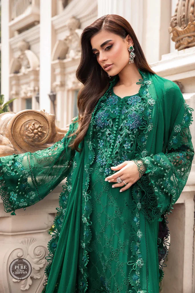 M.B GREEN CHIFFON EMBROIDERY COLLECTION 4PC SC 1113