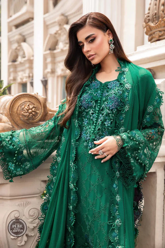 M.B GREEN CHIFFON EMBROIDERY COLLECTION 4PC