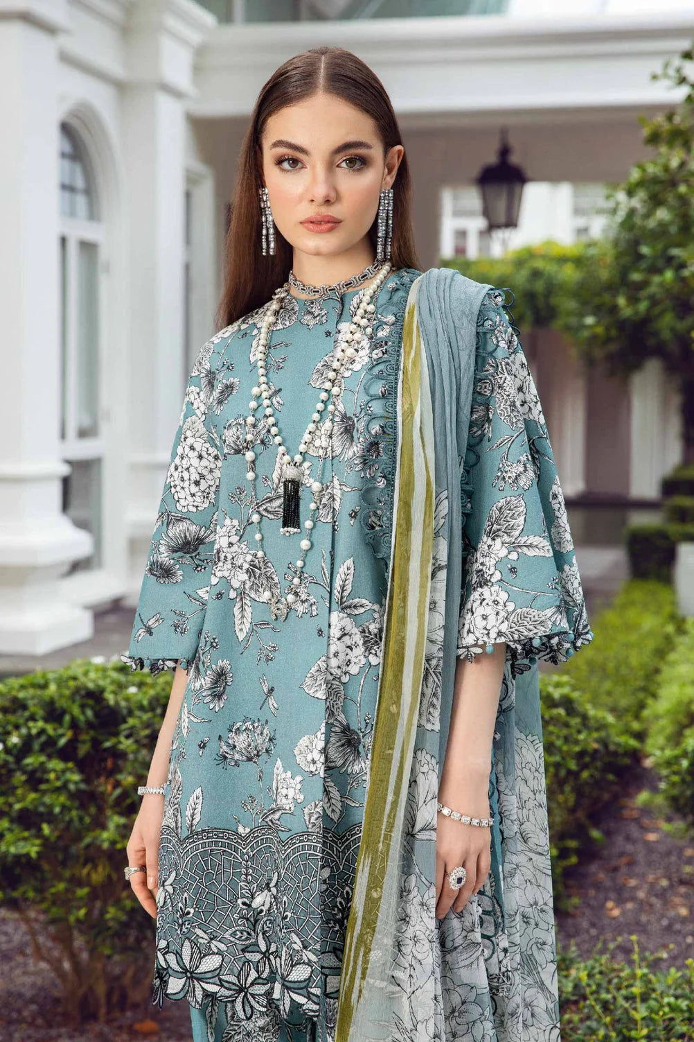 Maria B Embroidery Green Swiss Lawn Collection 3PC SC 1151