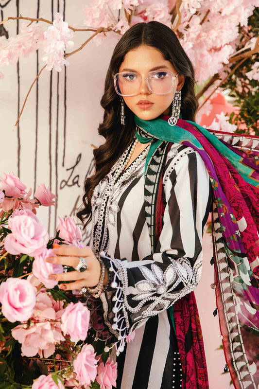 Maria B Black & Skin Stripes New Arrival Lawn Emb 3pc Unstitched SC-1306