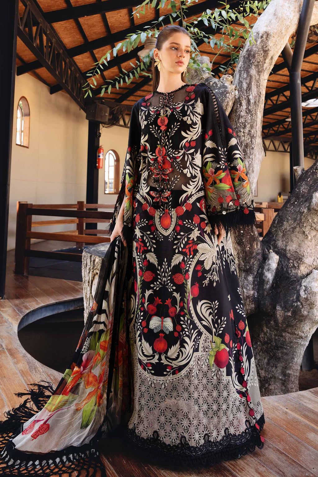 Maria B.Mprint 12-B Black Lawn Summer'26 Embroidered 3Piece Unstitched