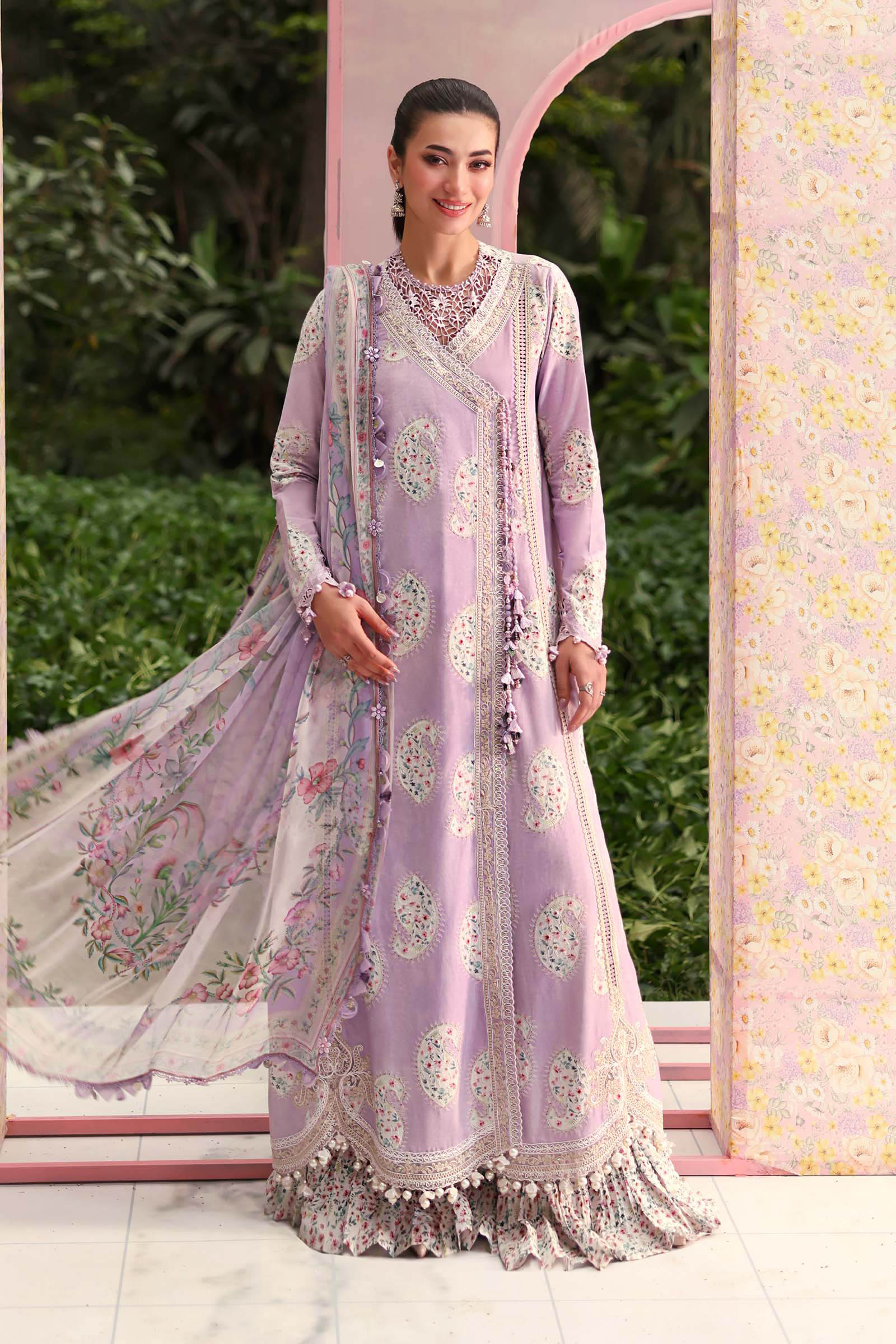 Maria B 9=B Purple Printed Lawn Summer'26 Embroidered 3Piece Unstitched