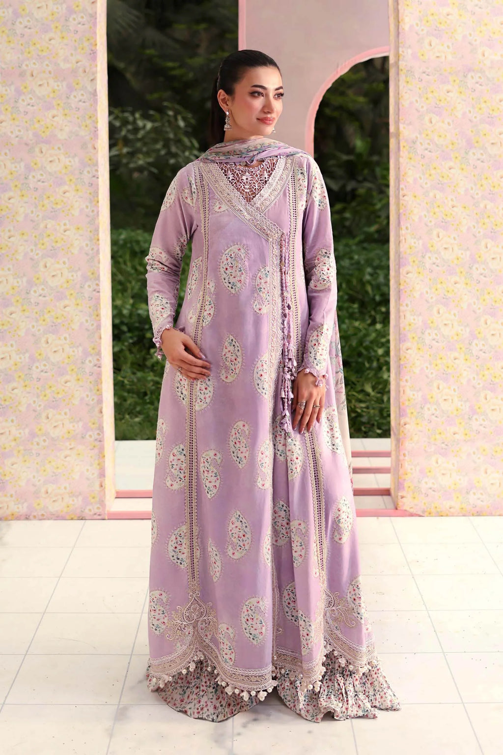 Maria B 9=B Purple Printed Lawn Summer'26 Embroidered 3Piece Unstitched