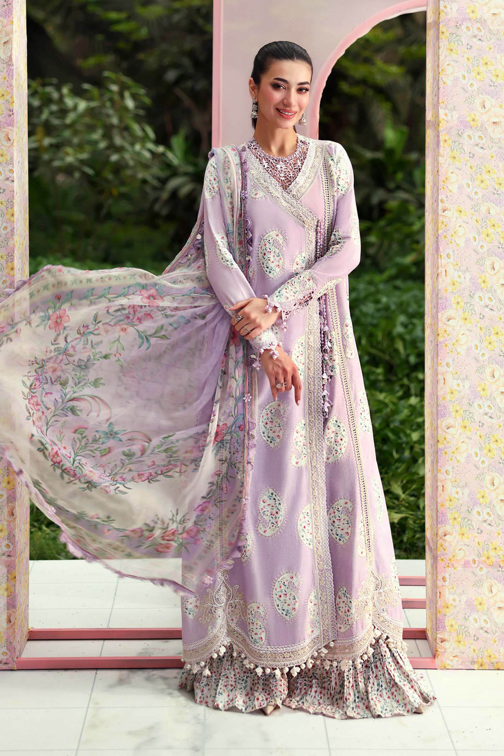 Maria B 9=B Purple Printed Lawn Summer'26 Embroidered 3Piece Unstitched