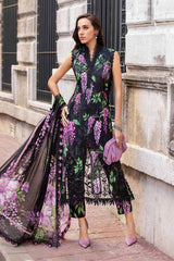 Maria B Black Purple Lawn Dress  - No:  SC-1251 - Shiss collection