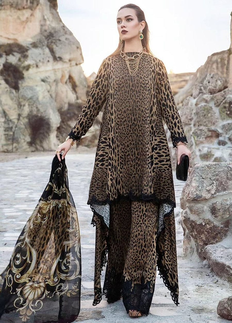 Maria B Chita Print Gold Pure Lawn Dress  No:SC 1143 - Shiss collection