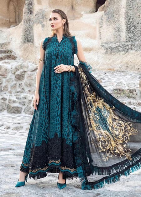 Maria B Chita Print Green Pure Lawn Dress  SC 1144 - Shiss collection