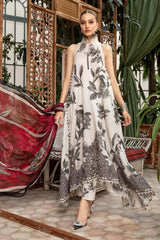  Maria B Gray Leaves Lawn Dress  - No: SC-1255 - Shiss collection