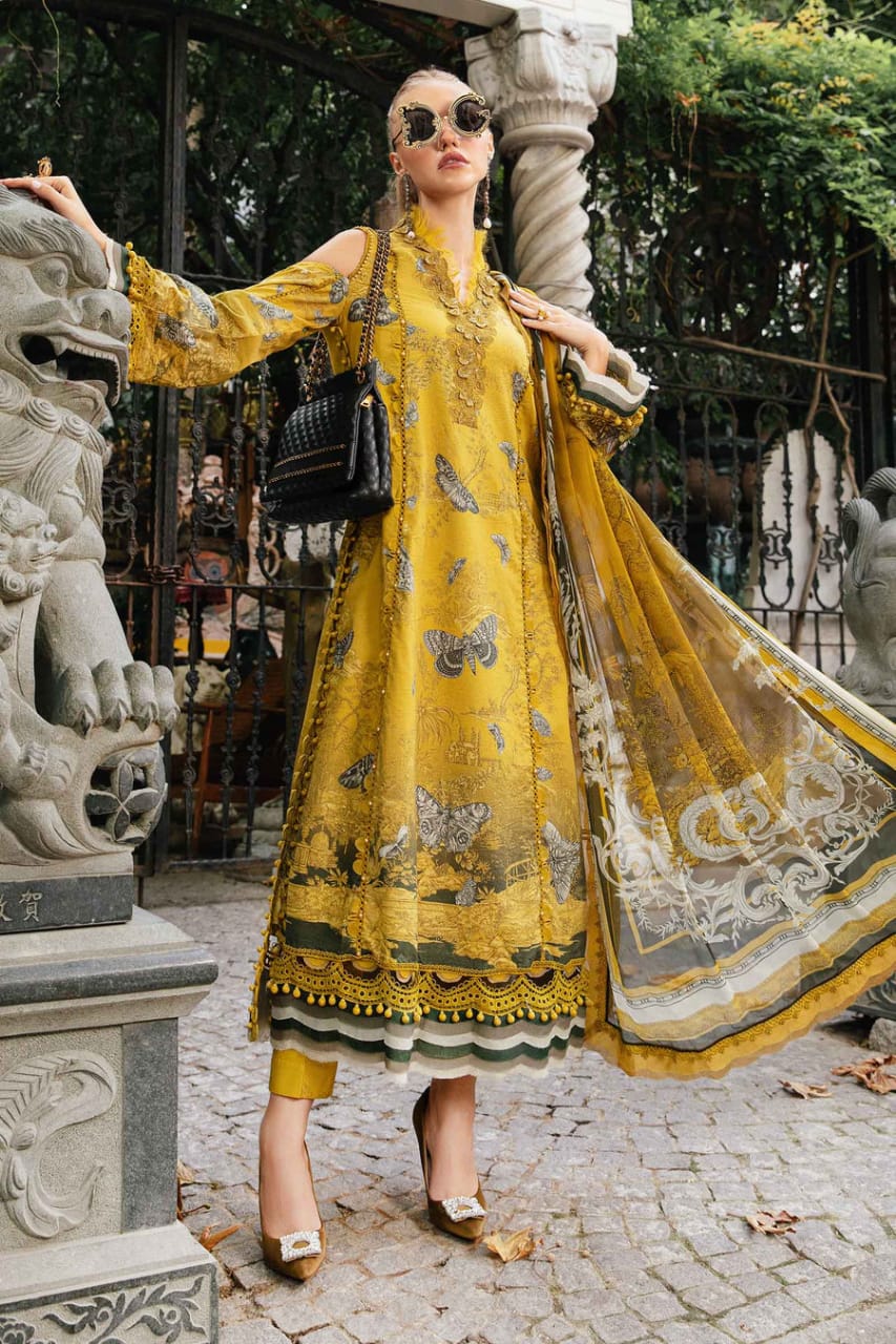 Maria B Lemon Green Pure Lawn Dress  - No: SC 1158 - Shiss collection