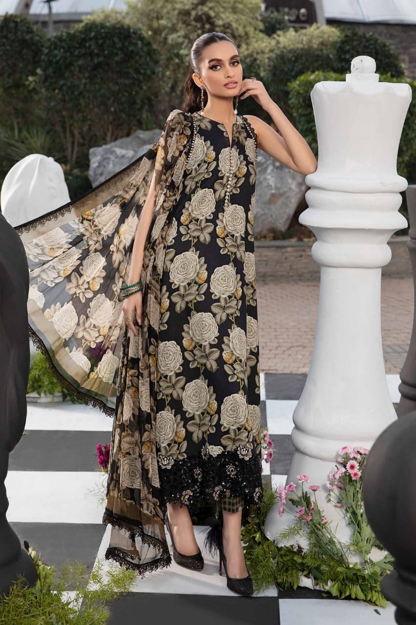  Maria B M.Print Black Embroidery Dress  - No:SC 1162 - Shiss collection