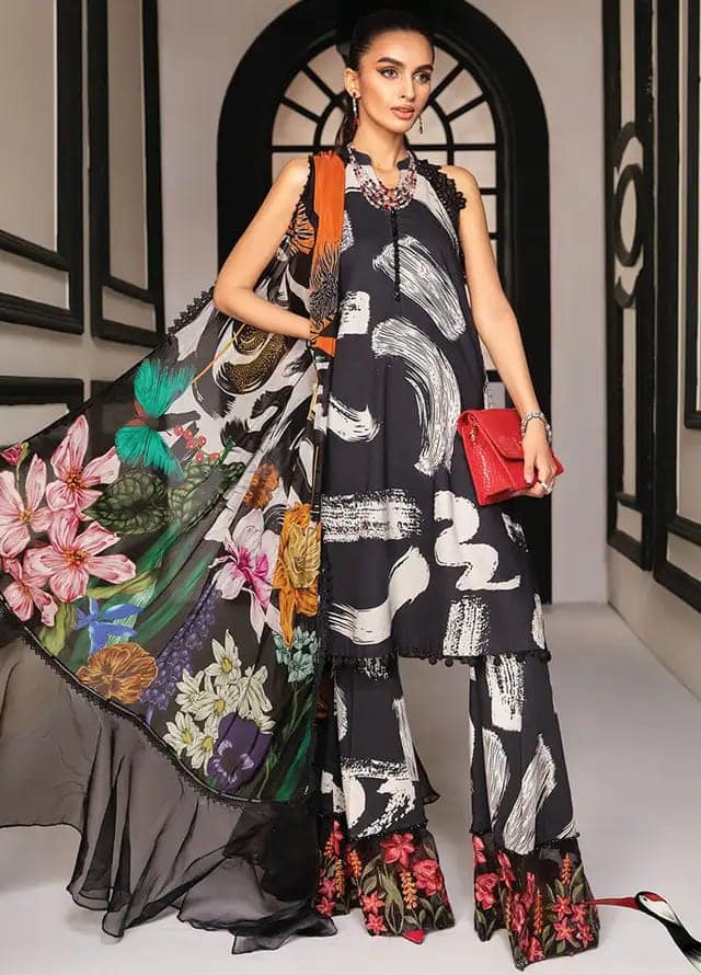 Maria B M.Print Black Print Dress - No: SC 1163 - Shiss collection