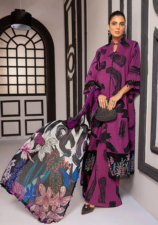 Maria B M.Print Purple Print Dress  - No: SC 1167 - Shiss collection