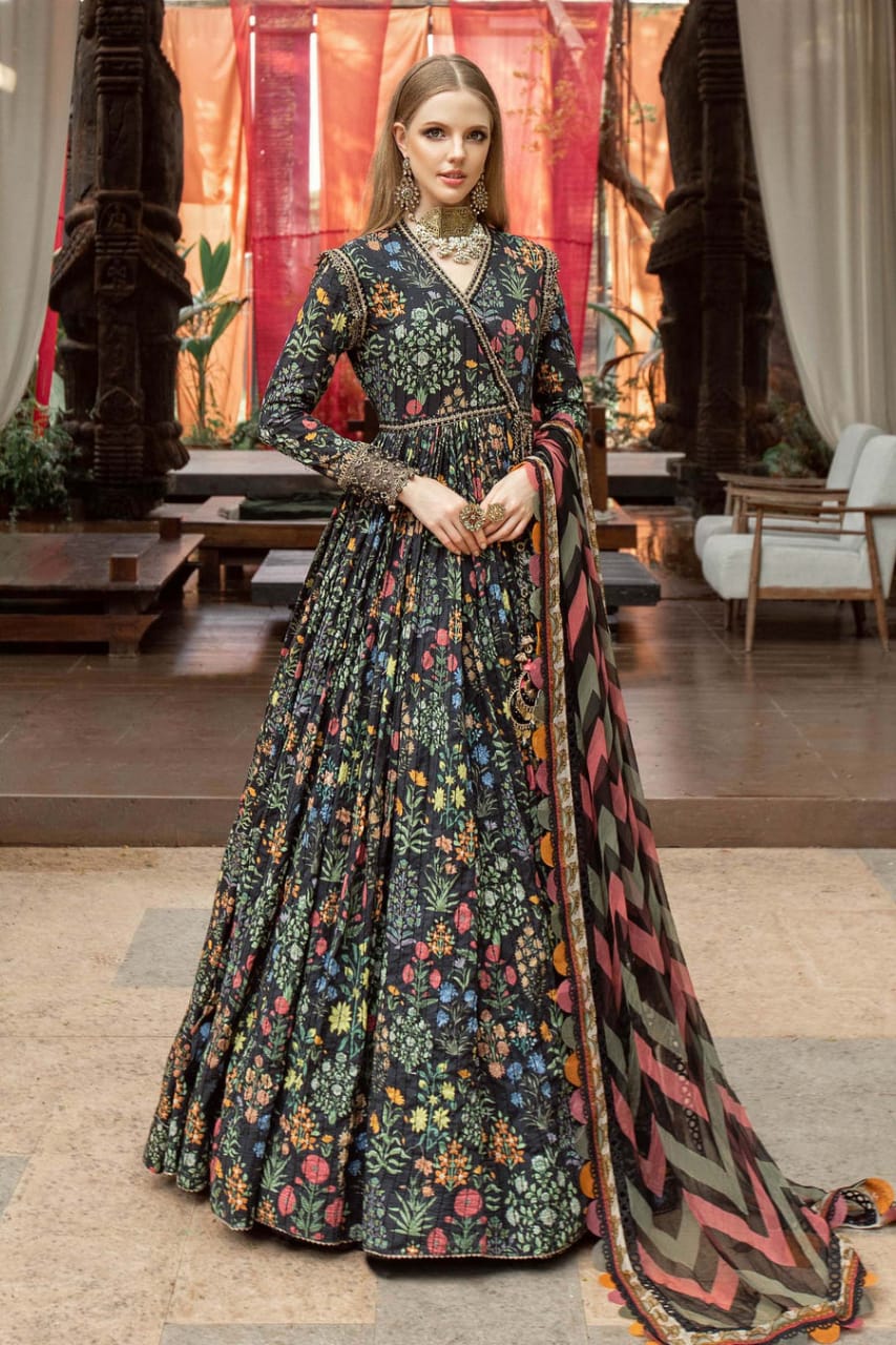 Maria B M Print Black Multi Pure Lawn Dress - No: SC 1159 - Shiss collection