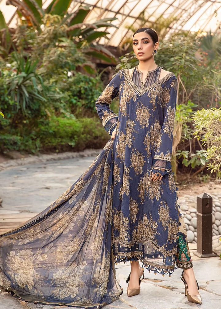  Maria b Bule Sequence Pure Lawn Dress  - No: SC 1135 - Shiss collection