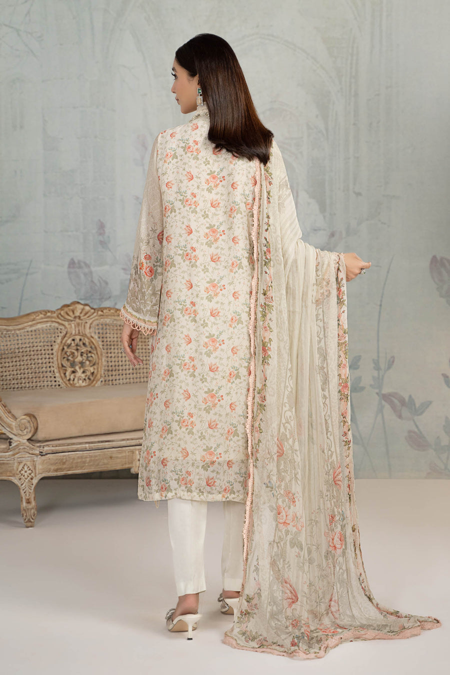 M.B Luxury Swiss Lawn Embroidery hand work Collection 3pc SC 1119
