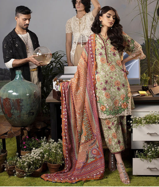 AK Green Pure Lawn Embroidery Collection
