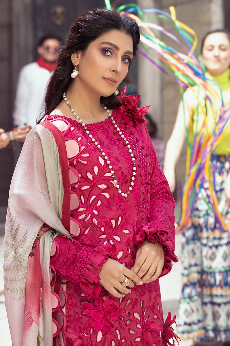 MUSHQ EMBROIDERED LAWN PINK CHIKANKARI SC 1206