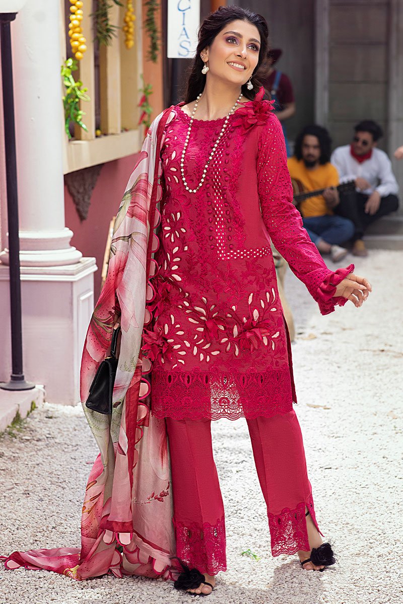 MUSHQ EMBROIDERED LAWN PINK CHIKANKARI SC 1206