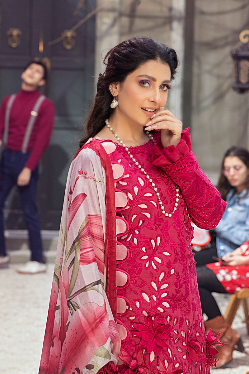 MUSHQ EMBROIDERED LAWN PINK CHIKANKARI SC 1206