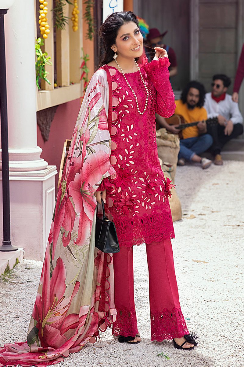 MUSHQ EMBROIDERED LAWN PINK CHIKANKARI SC 1206