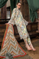 Maria B M Print Multi Skin Pure Lawn 3pc Embroidery Dress