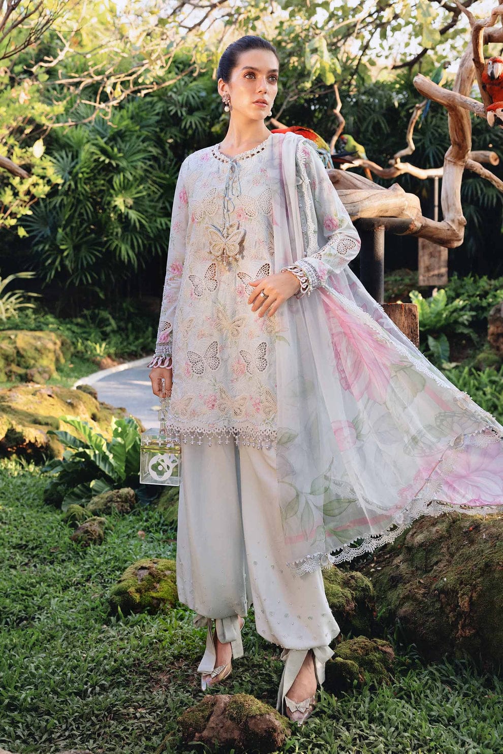 Maria B Butterfly Aqua Sky Lawn Summer'26 Embroidered 3Piece Unstitched