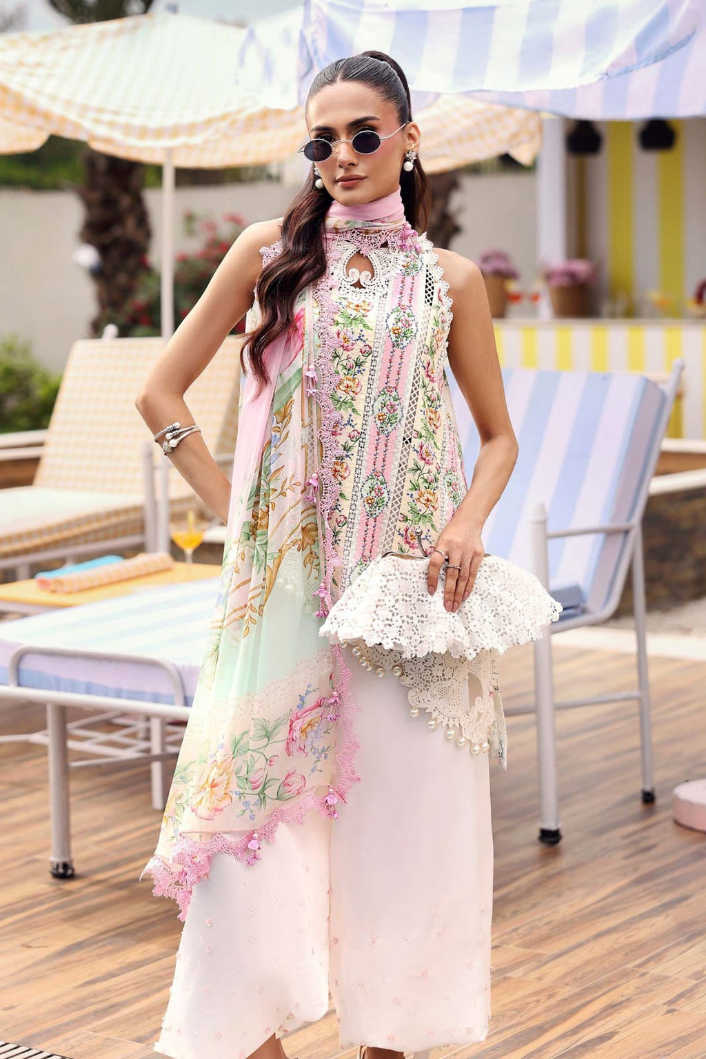 Maria B 10-B Pink Full Printed Lawn Summer'26 Embroidered 3Piece Unstitched
