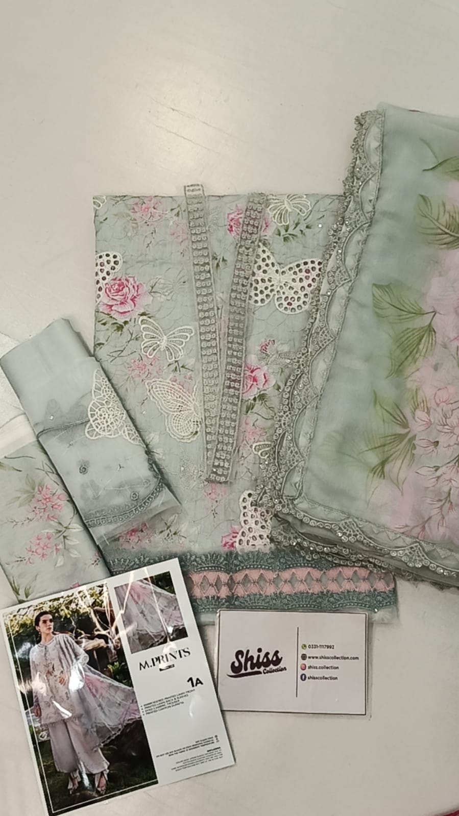 Maria B Butterfly Aqua Sky Lawn Summer'26 Embroidered 3Piece Unstitched