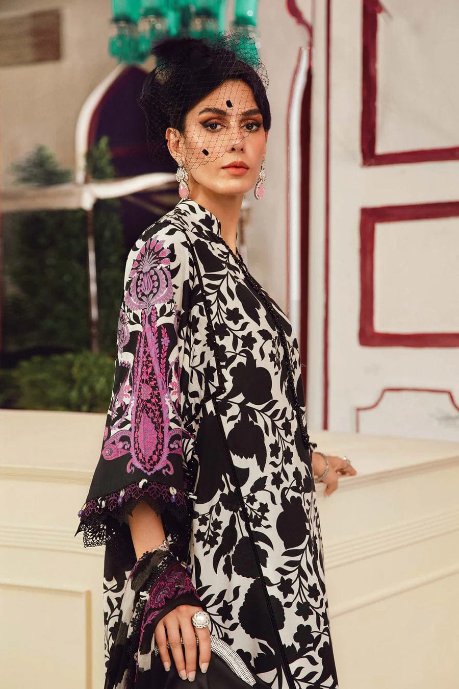 Maria B Purple Black Embroidered Printed Lawn 3PC Unstitched