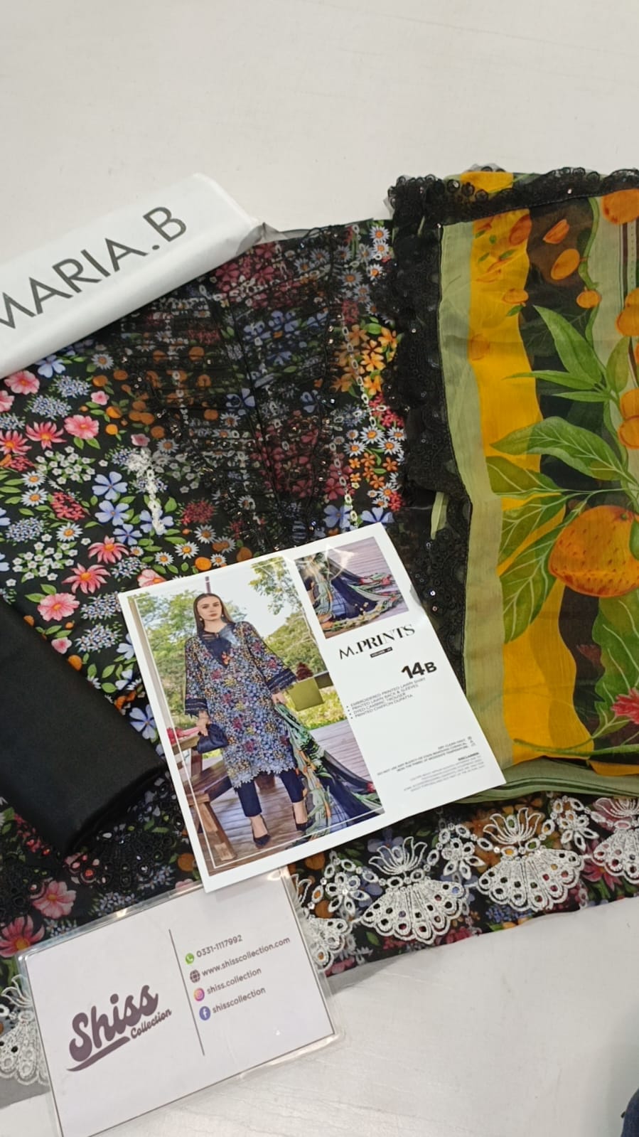 Maria B.Mprint 14-B Black Lawn Summer'26 Embroidered 3Piece Unstitched