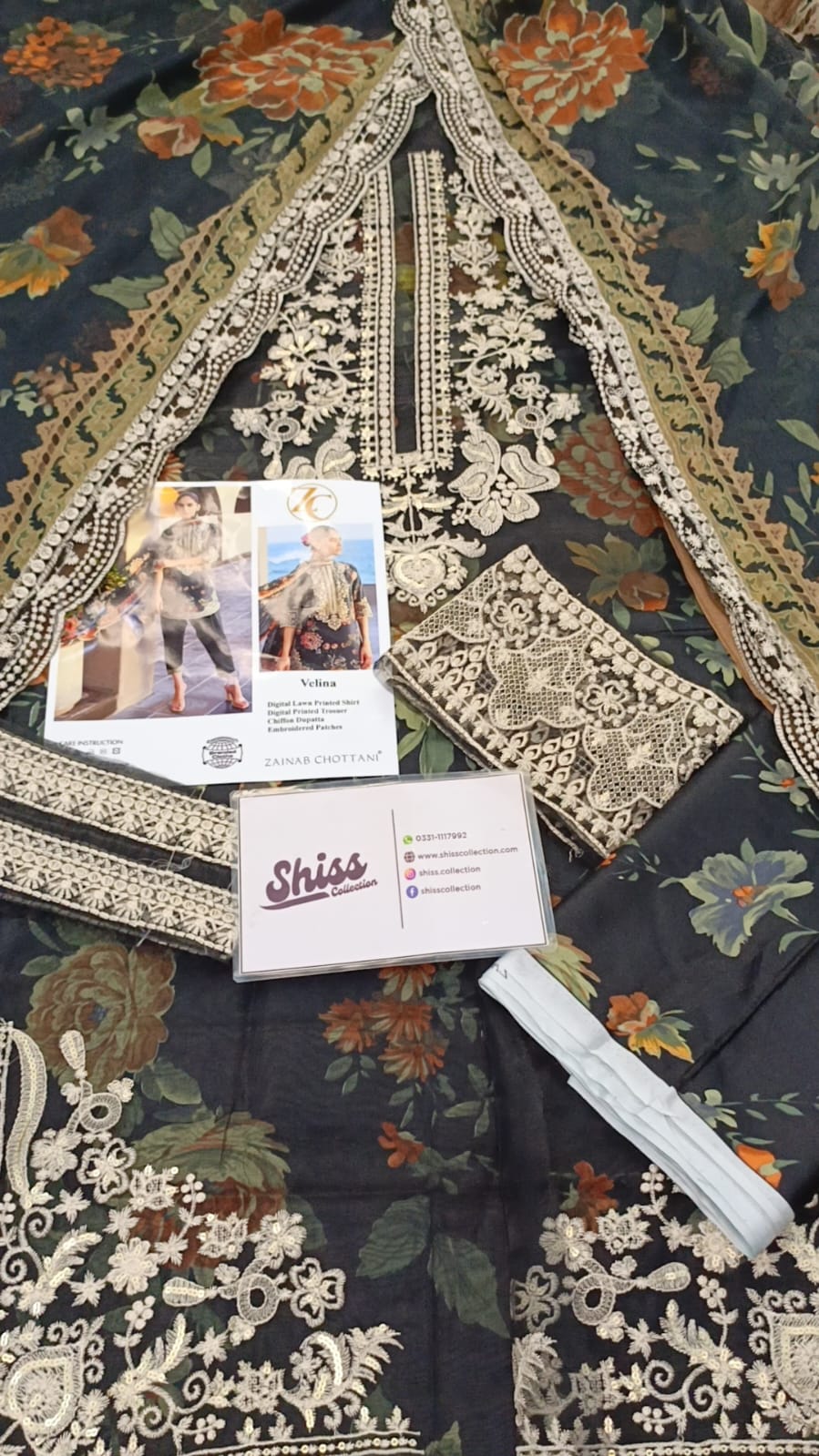 Zainab Chottani 01 Black Embroidered Printed Lawn 3PC Unstitched