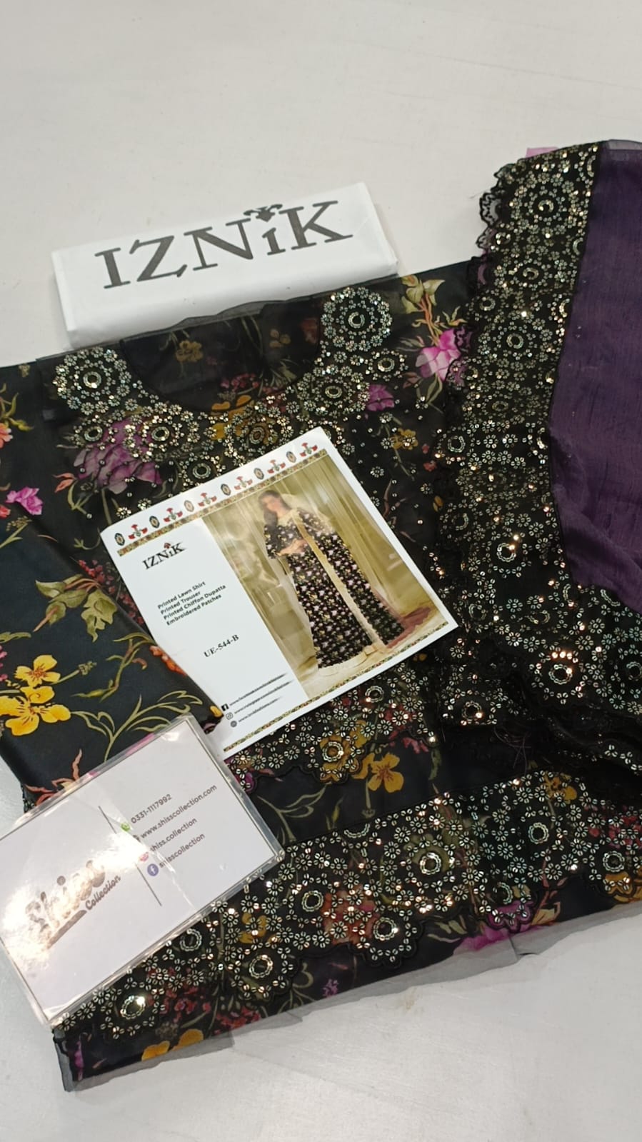 Iznik Black 544-B Embroidered Printed Lawn 3PC Unstitched