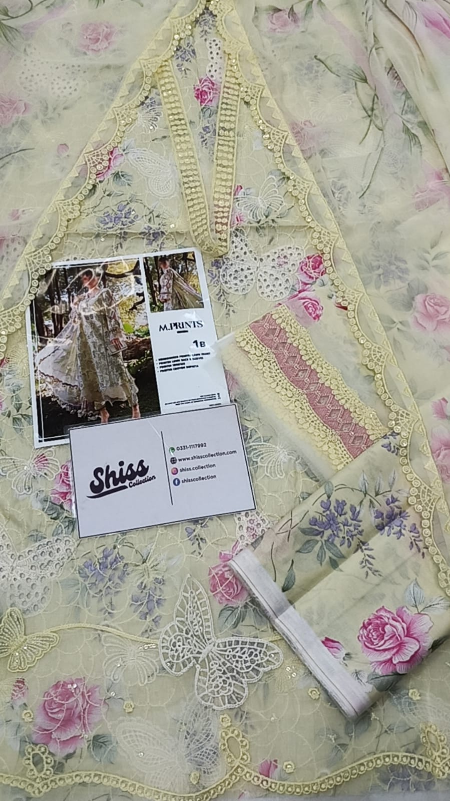 Maria B Butterfly Full Printed Lemon Lawn Summer'26 Embroidered 3Piece Unstitched