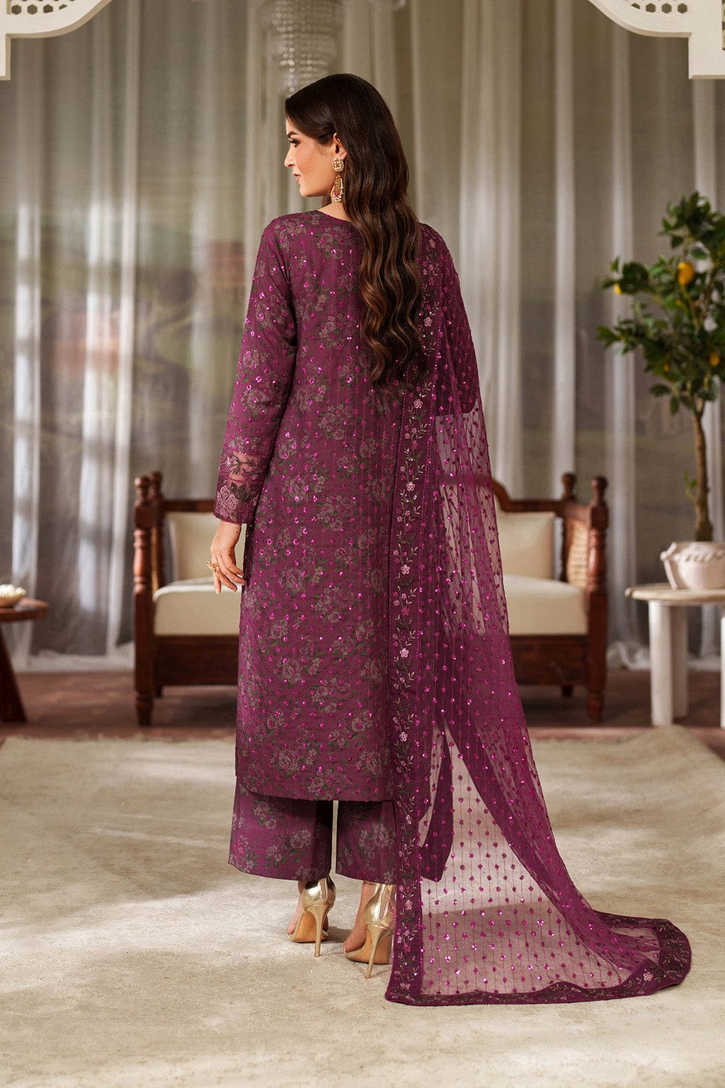 Iznik Maroon Full Print Lawn Embroidered 3Piece Unstitched